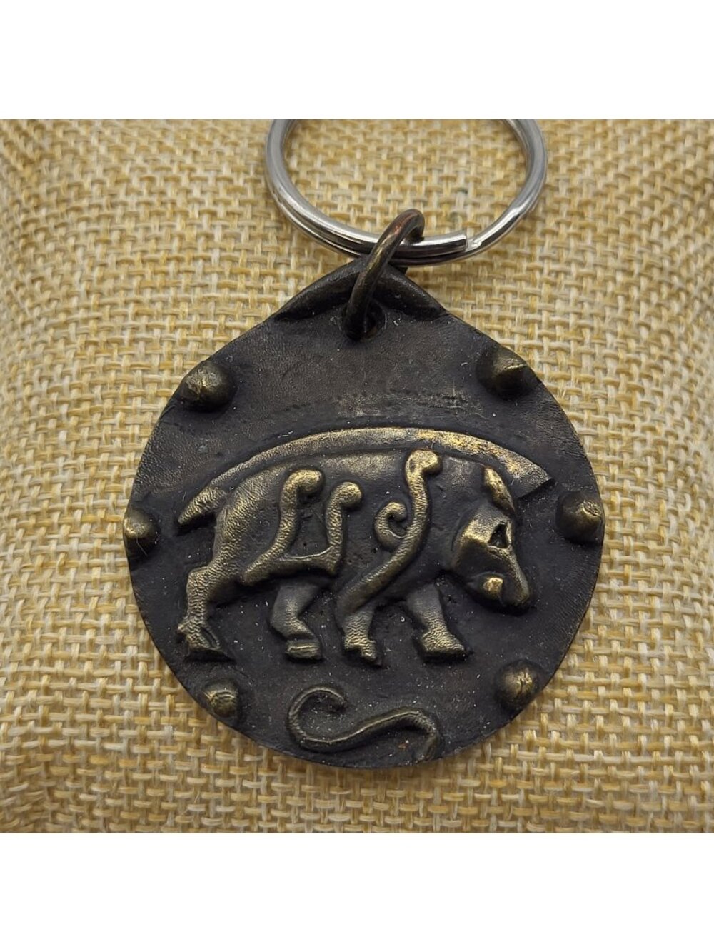 Celtic Boar Bronze pendant keyring Bold Artisan Goth Industrial